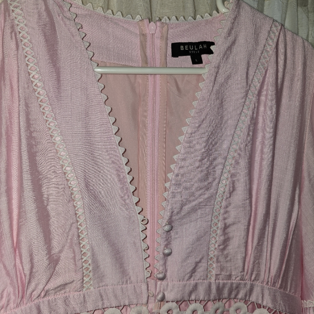 Chic Pink Dress with Lace Accents